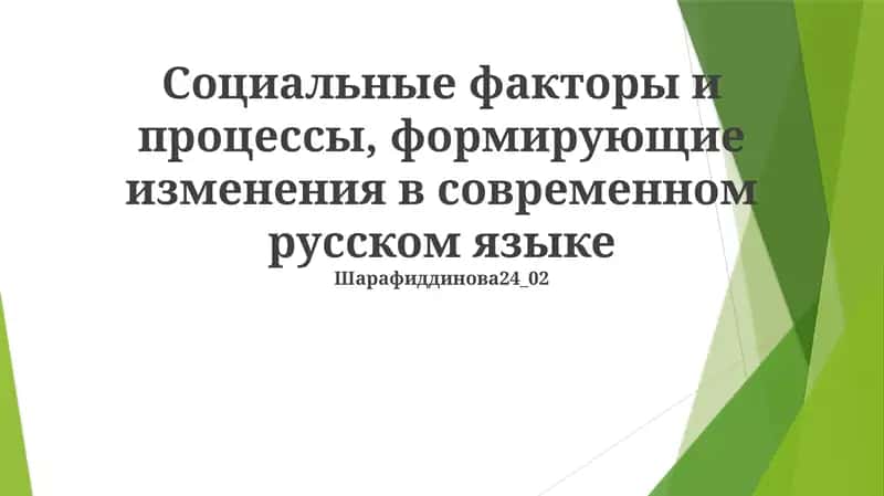 Социальные факторы и процессы, формирующие изменения в современном русском языке
