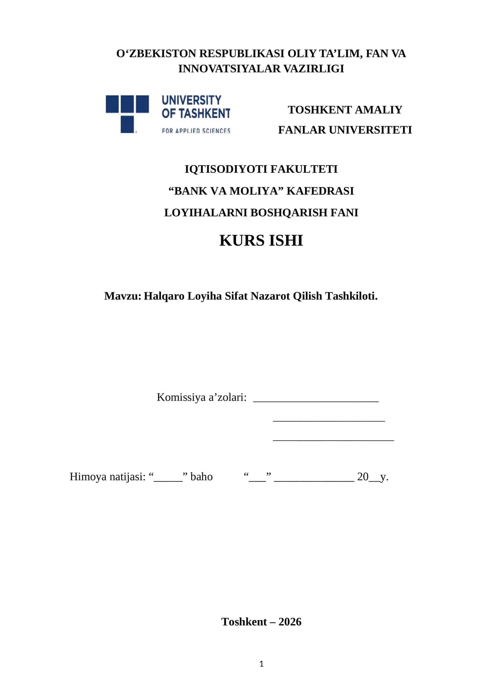 Halqaro Loyiha Sifat Nazarot Qilish Tashkiloti