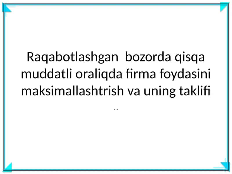 Raqabotlashgan bozorda