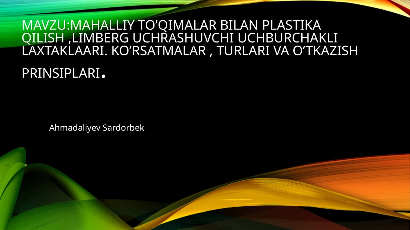 Mahalliy to'qimalar bilan plastika qilish limberg uchburchakli lahtaklar ko'rstmalar , turlarini o'tkazish prinsiplari