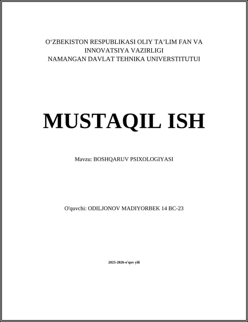 BOSHQARUV PSIXOLOGIYASI
