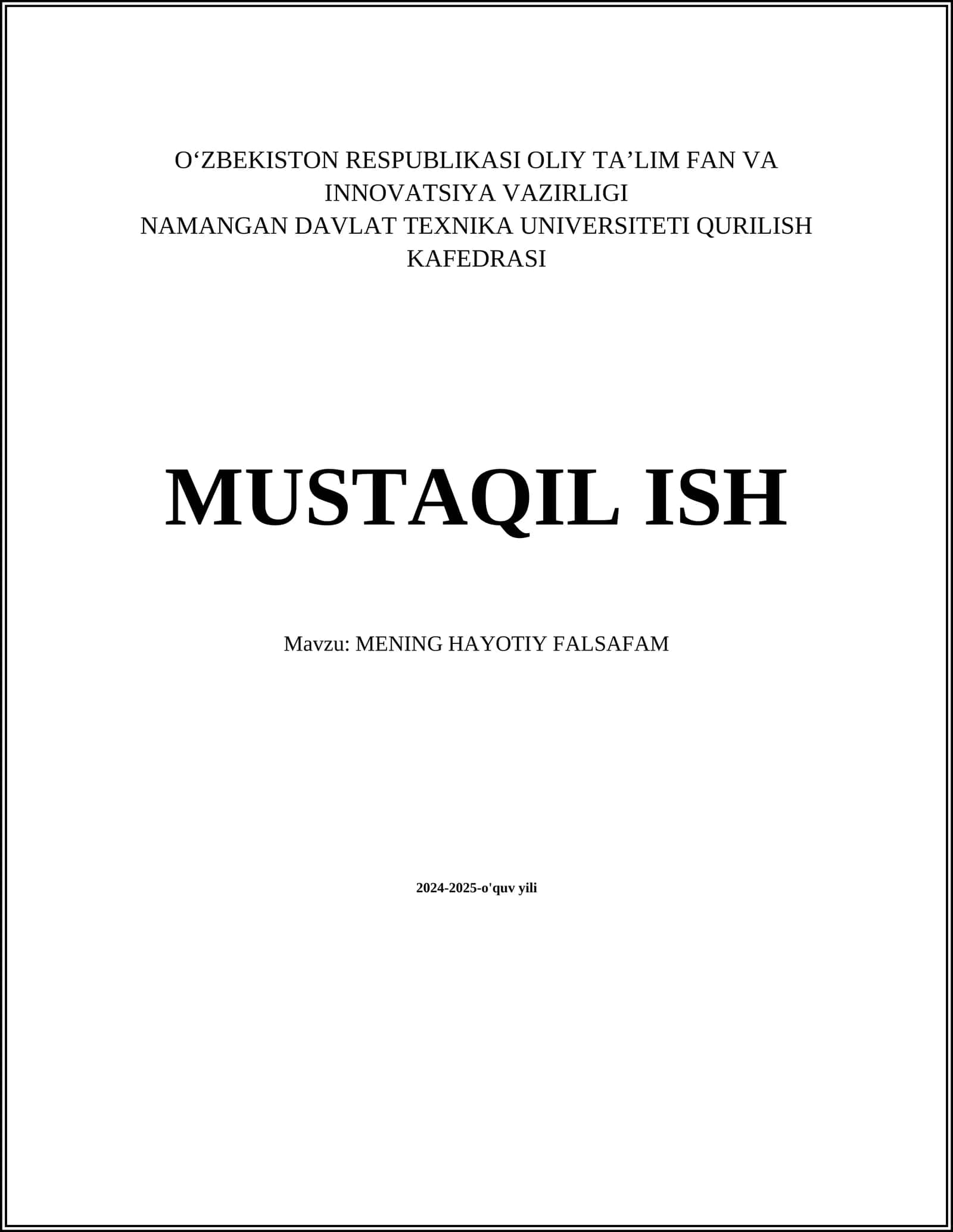 MENING HAYOTIY FALSAFAM