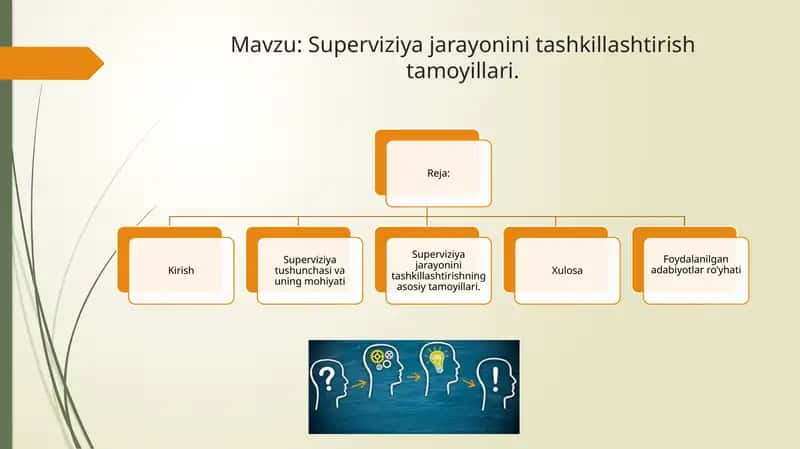 Superviziya jarayonini tashkillashtirish tamoyillari