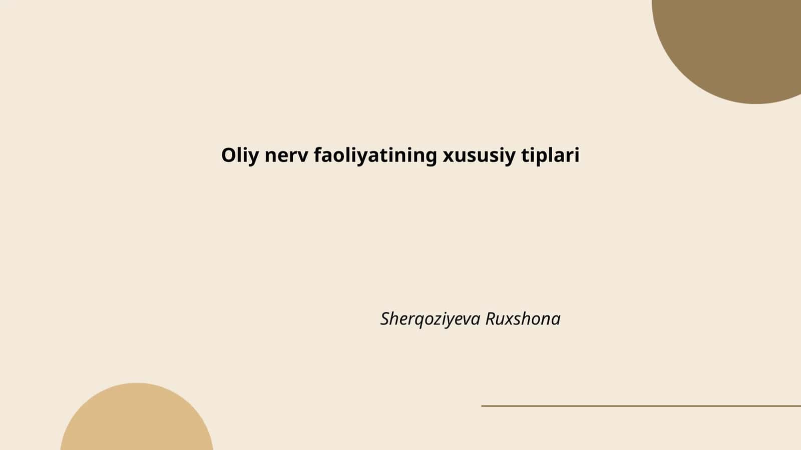 Oliy nerv faoliyatining xususiy tiplari