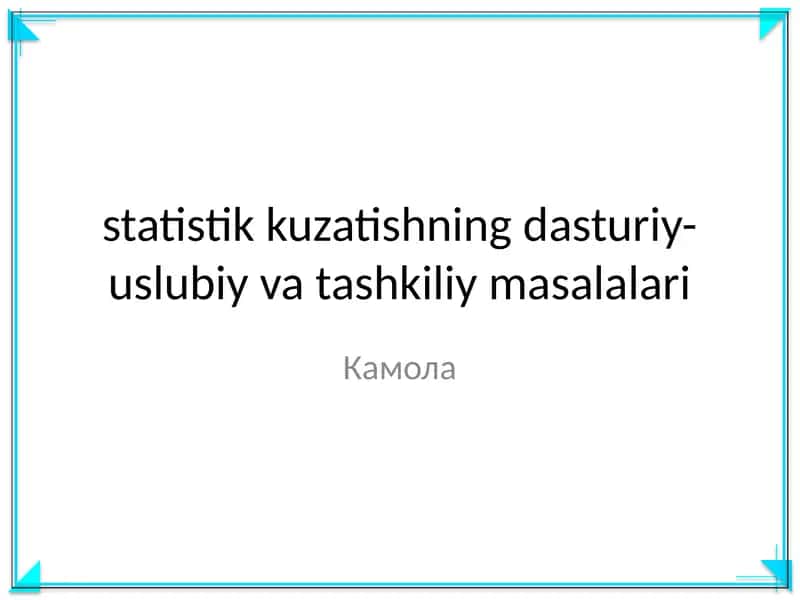 statistik kuzatishning dasturiy-uslubiy va tashkiliy masalalari