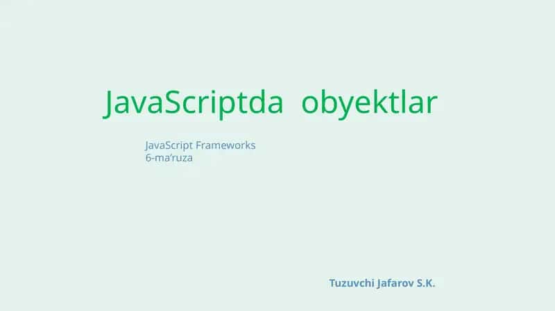 JavaScriptdaobyektlar