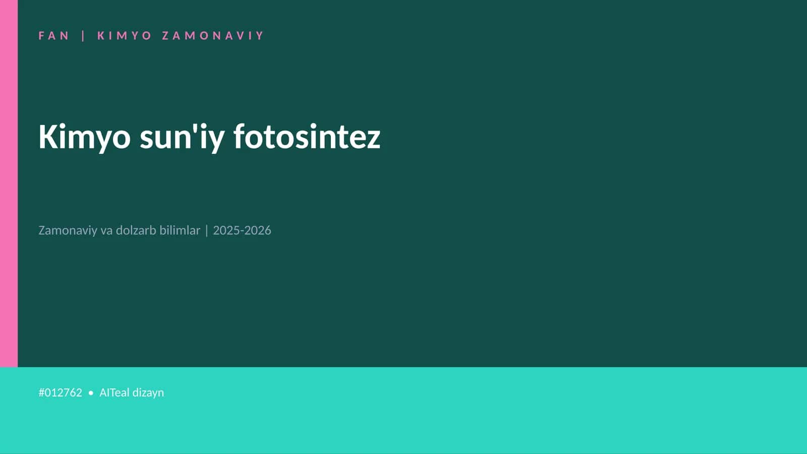 Kimyo sun'iy fotosintez