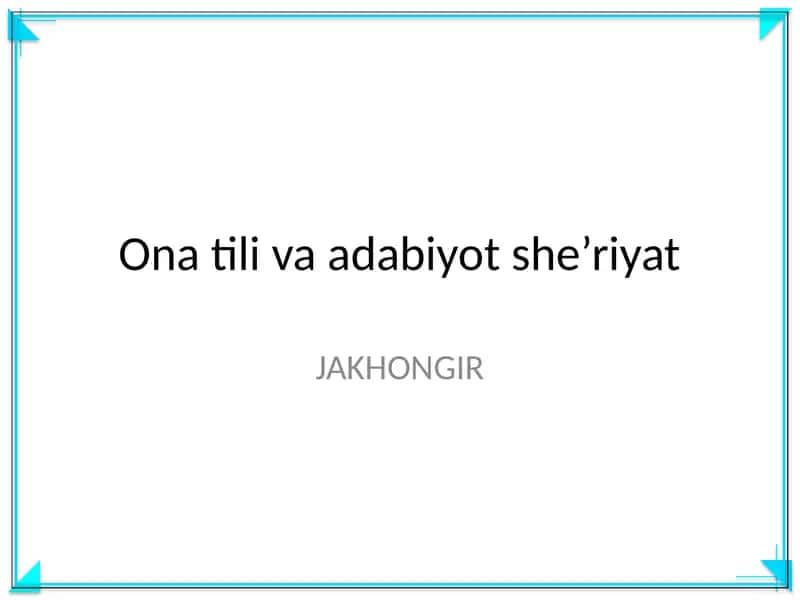 Ona tili va adabiyot she’riyat