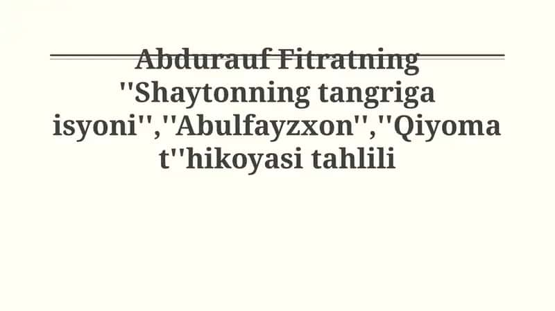 Abdurauf Fitratning asarlari