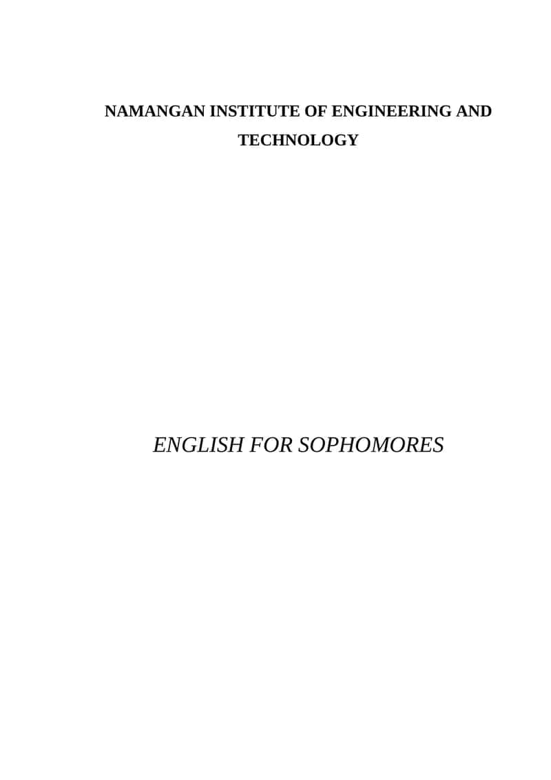 ENGLISH FOR SOPHOMORES