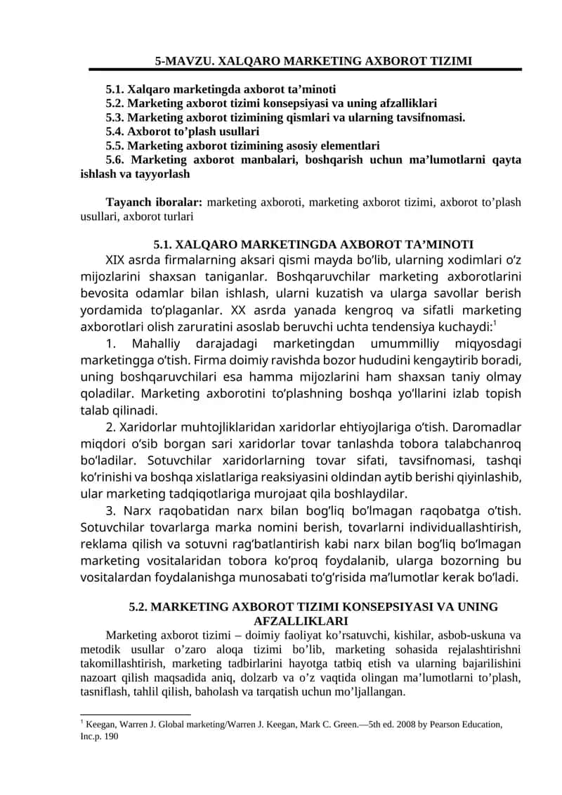 XALQARO MARKETING AXBOROT TIZIMI