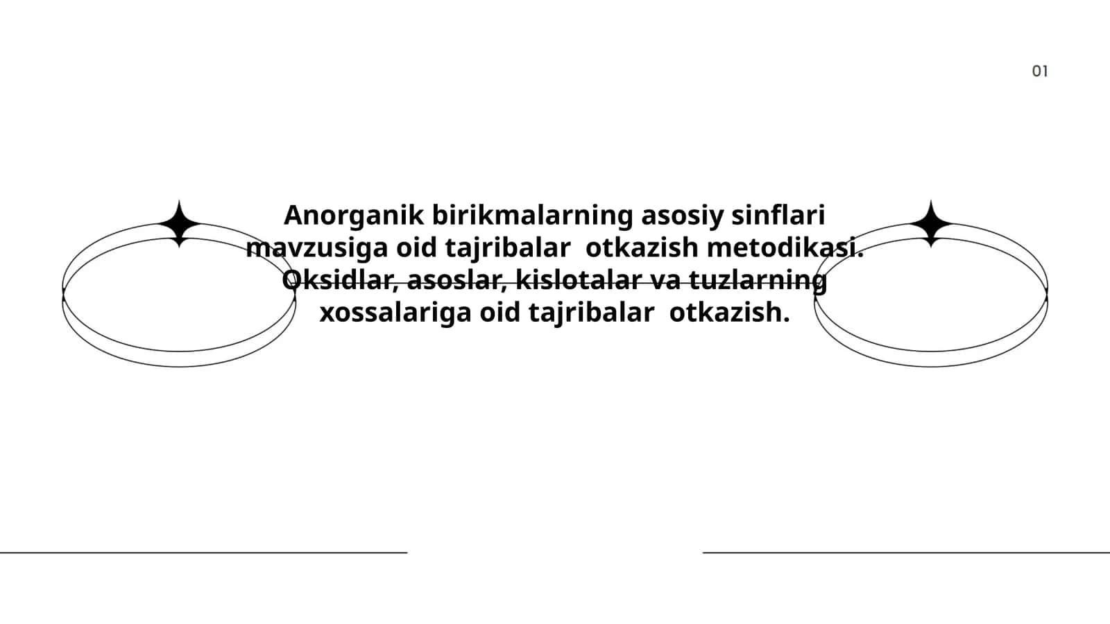Anorganik birikmalarning asosiy sinflari mavzusiga oid tajribalar otkazish metodikasi