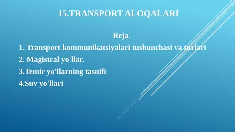TRANSPORT ALOQALARI
