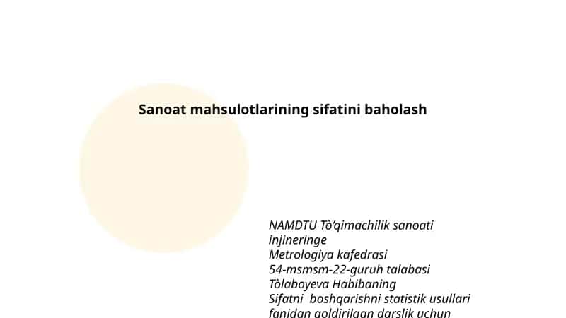 Sanoat mahsulotlarining sifatini baholash