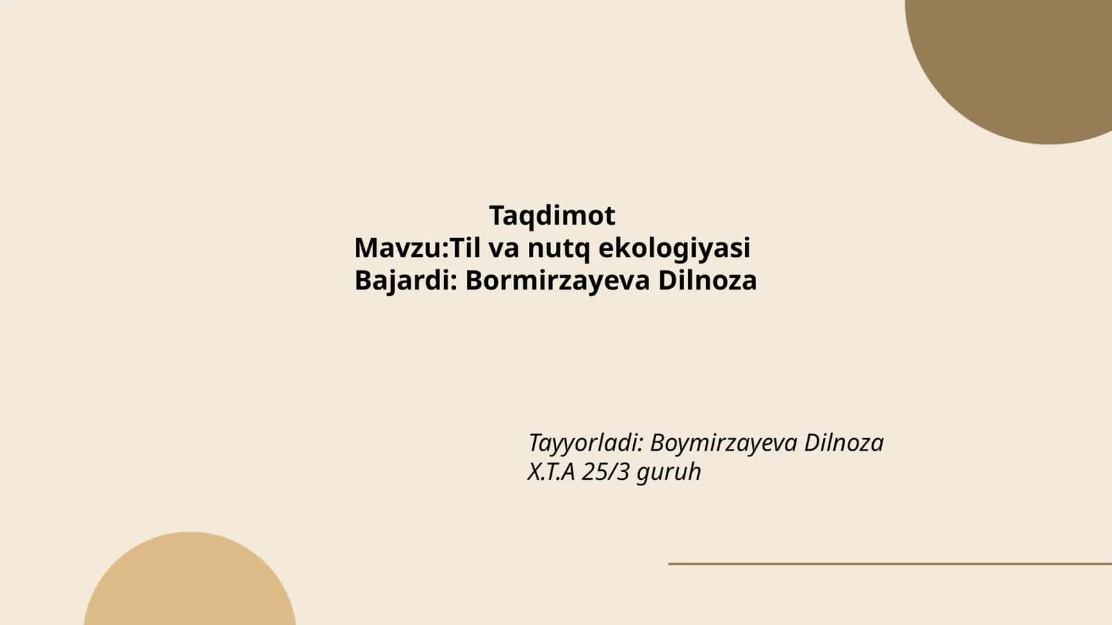 Til va nutq ekologiyasi