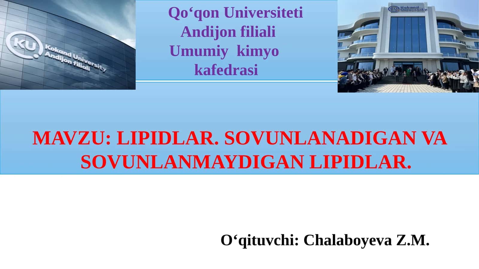 MAVZU:LIPIDLAR. SOVUNLANADIGAN VA SOVUNLANMAYDIGAN LIPIDLAR