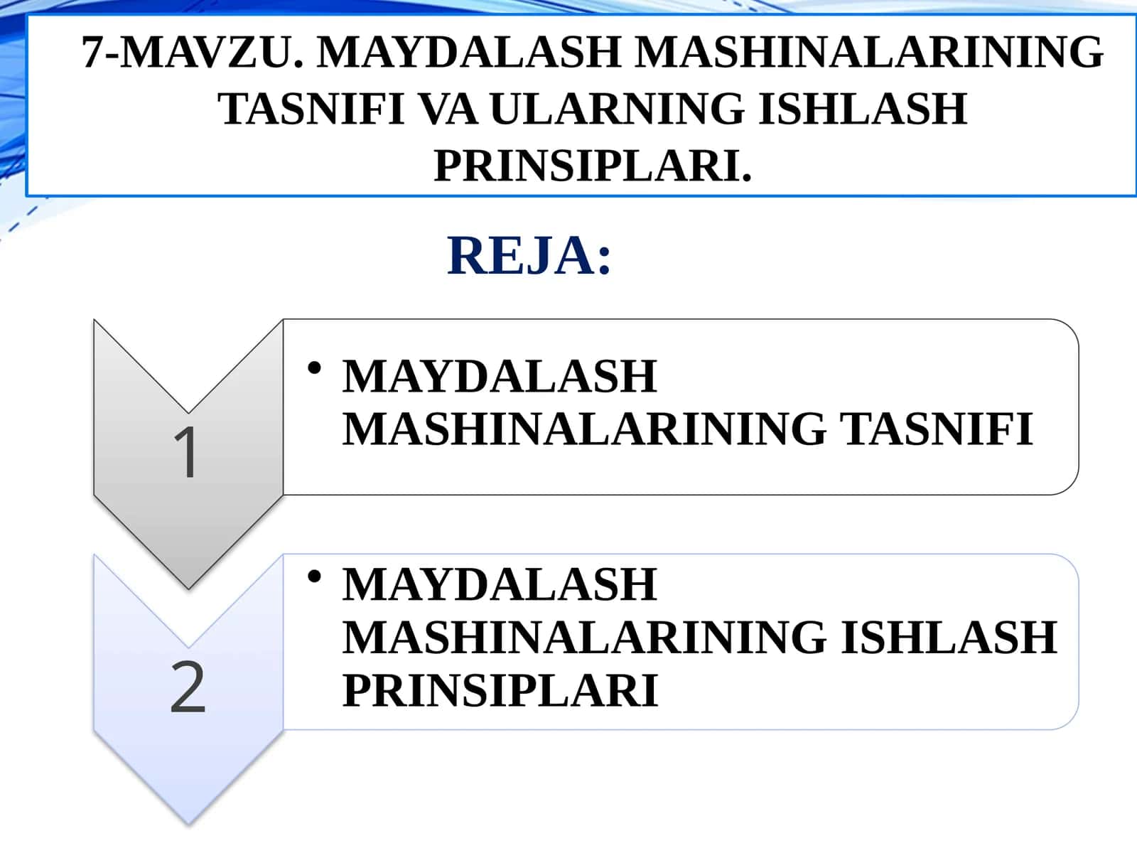 MAYDALASH MASHINALARINING TASNIFI VA ULARNING ISHLASHPRINSIPLARI