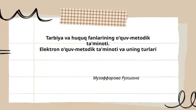 Tarbiya va huquq fanlarining oʻquv-metodik ta'minoti