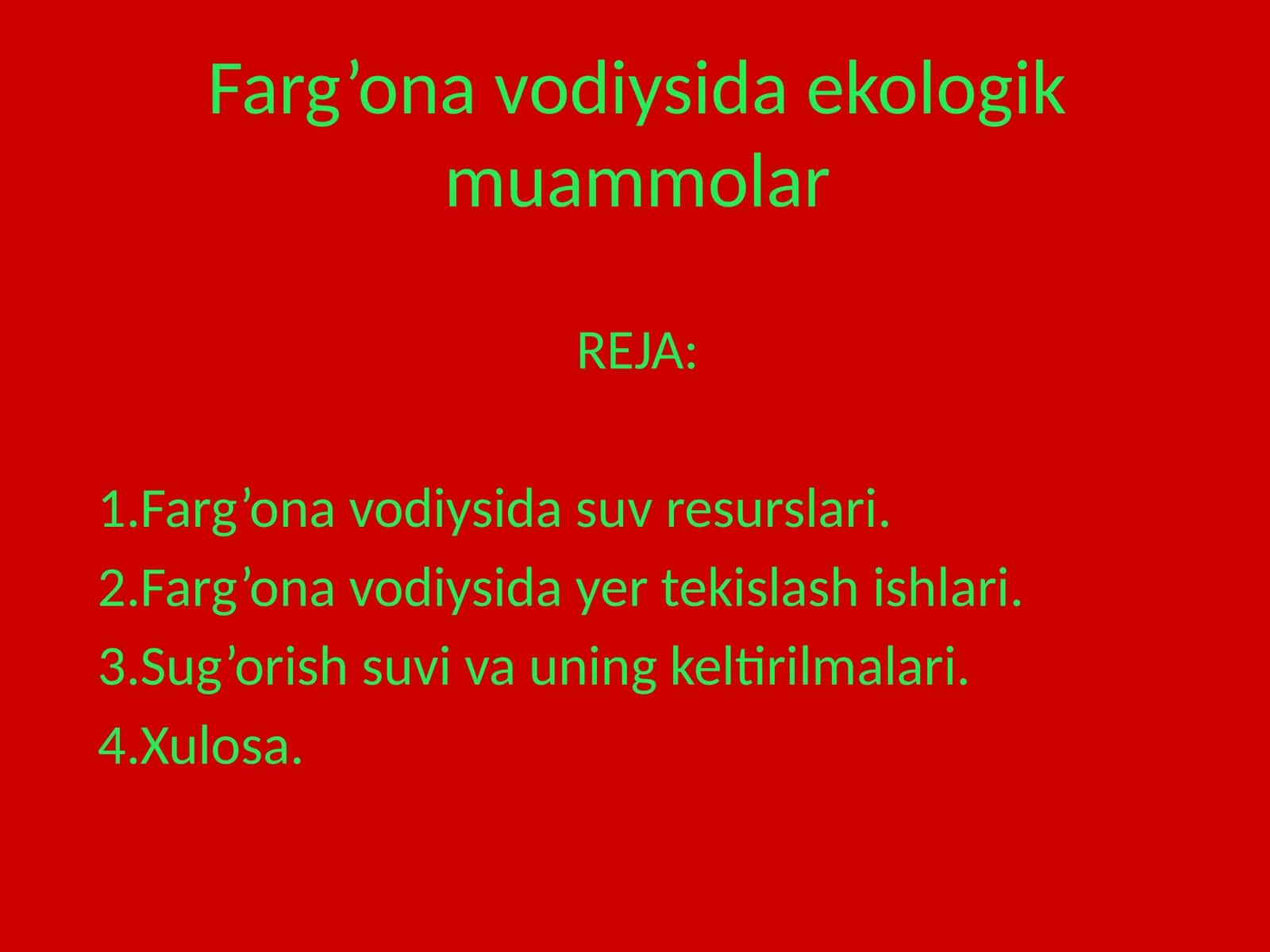 Farg’ona vodiysida ekologik muammolar