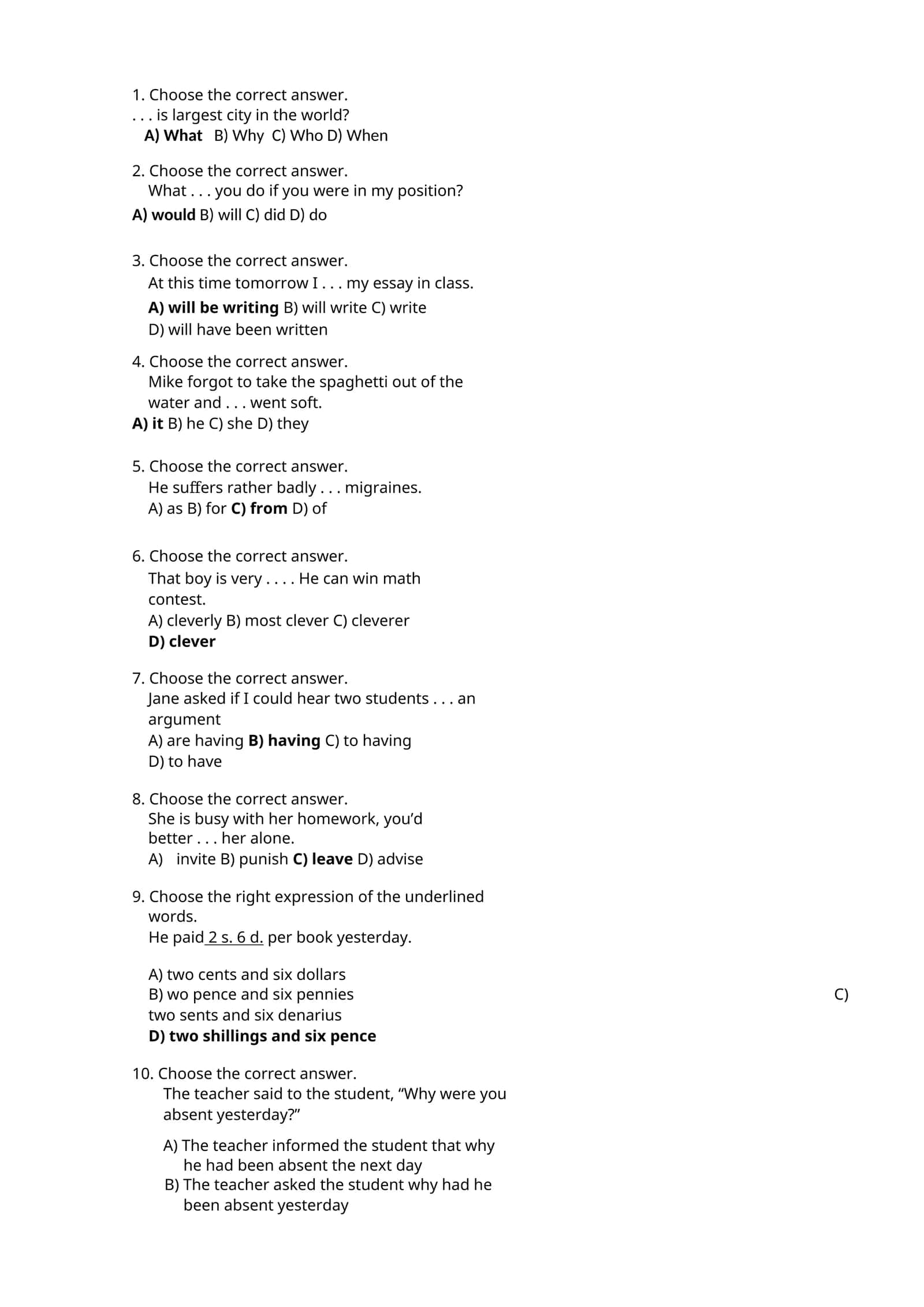 Choose the correct answer