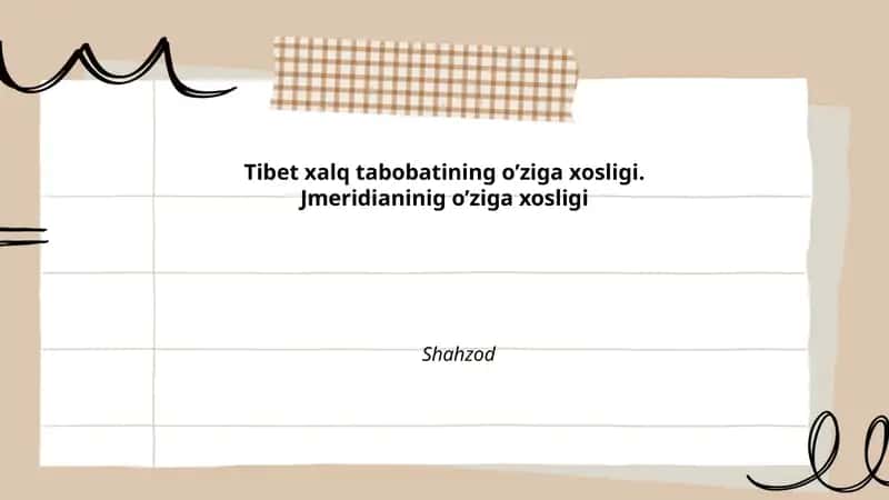 Tibet xalq tabobatining o’ziga xosligi. Jmeridianinig o’ziga xosligi