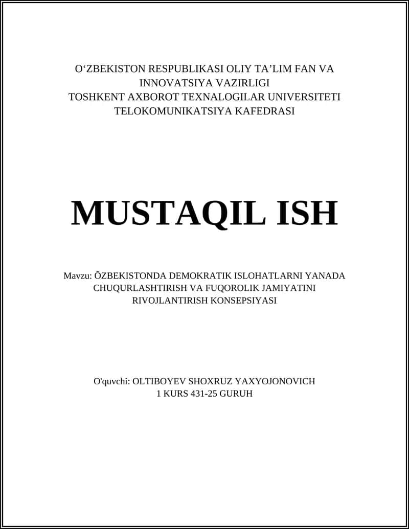 1. Demokratik islohotlar strategiyasini amalga oshirish mexanizmlari