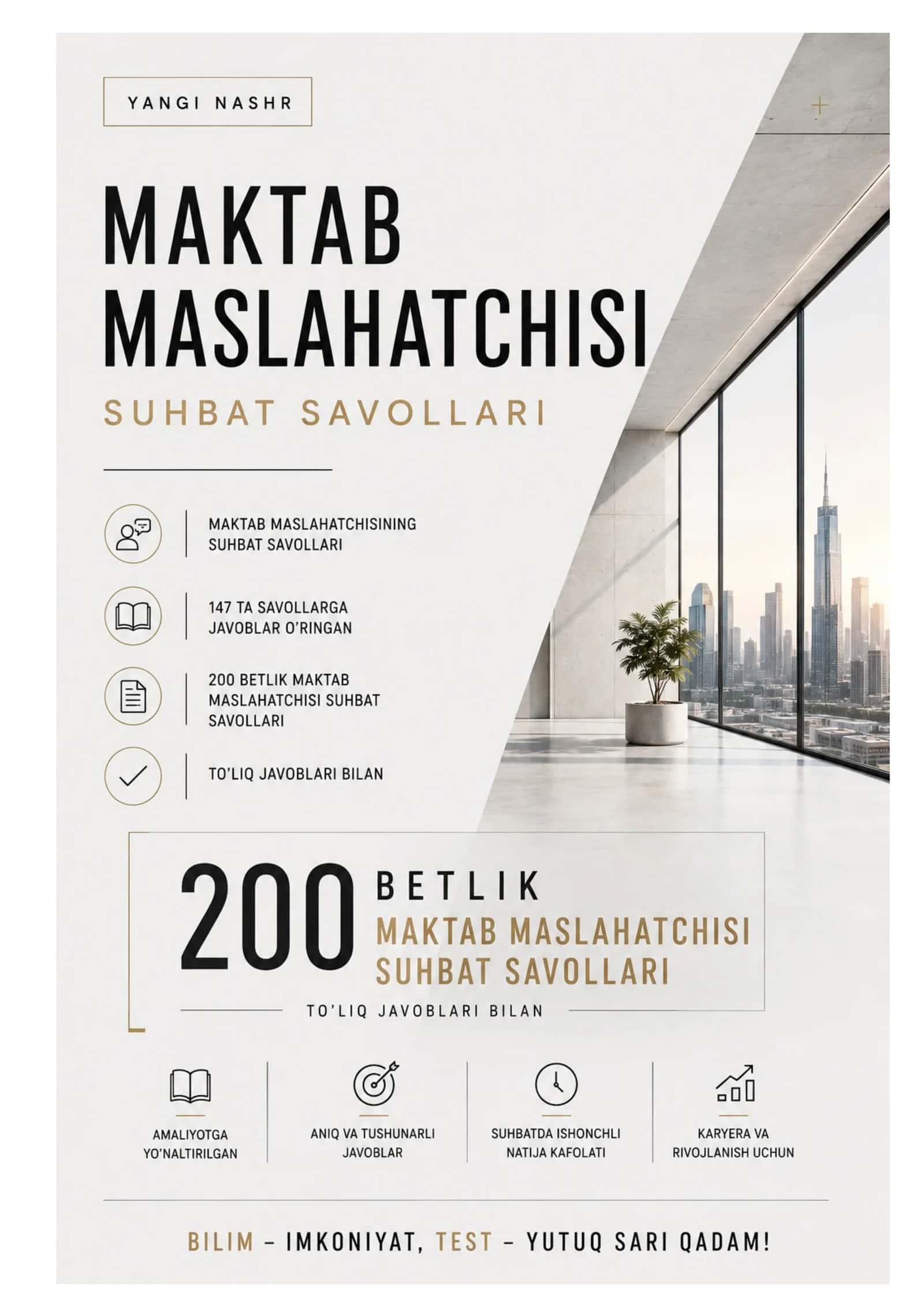 MAKTAB MASLAHATCHISI LAVOZIMIGA ISHGA KIRISH TEST SINOVlARI