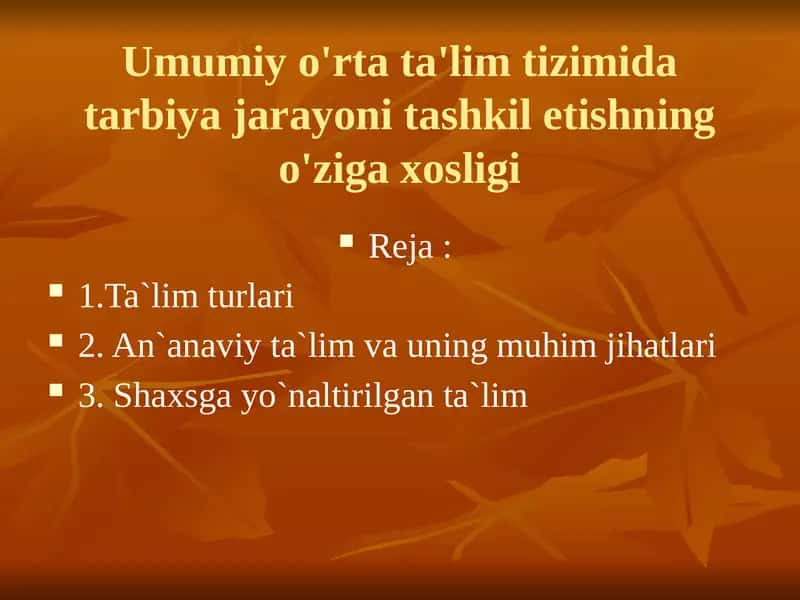 Umumiyo'rtata'lim tizimi