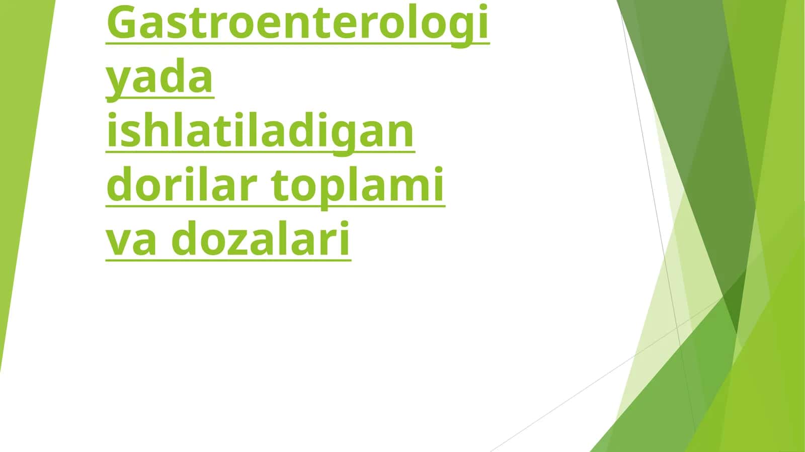 Gastroenterologiyada ishlatiladigan dorilar toplami va dozalari