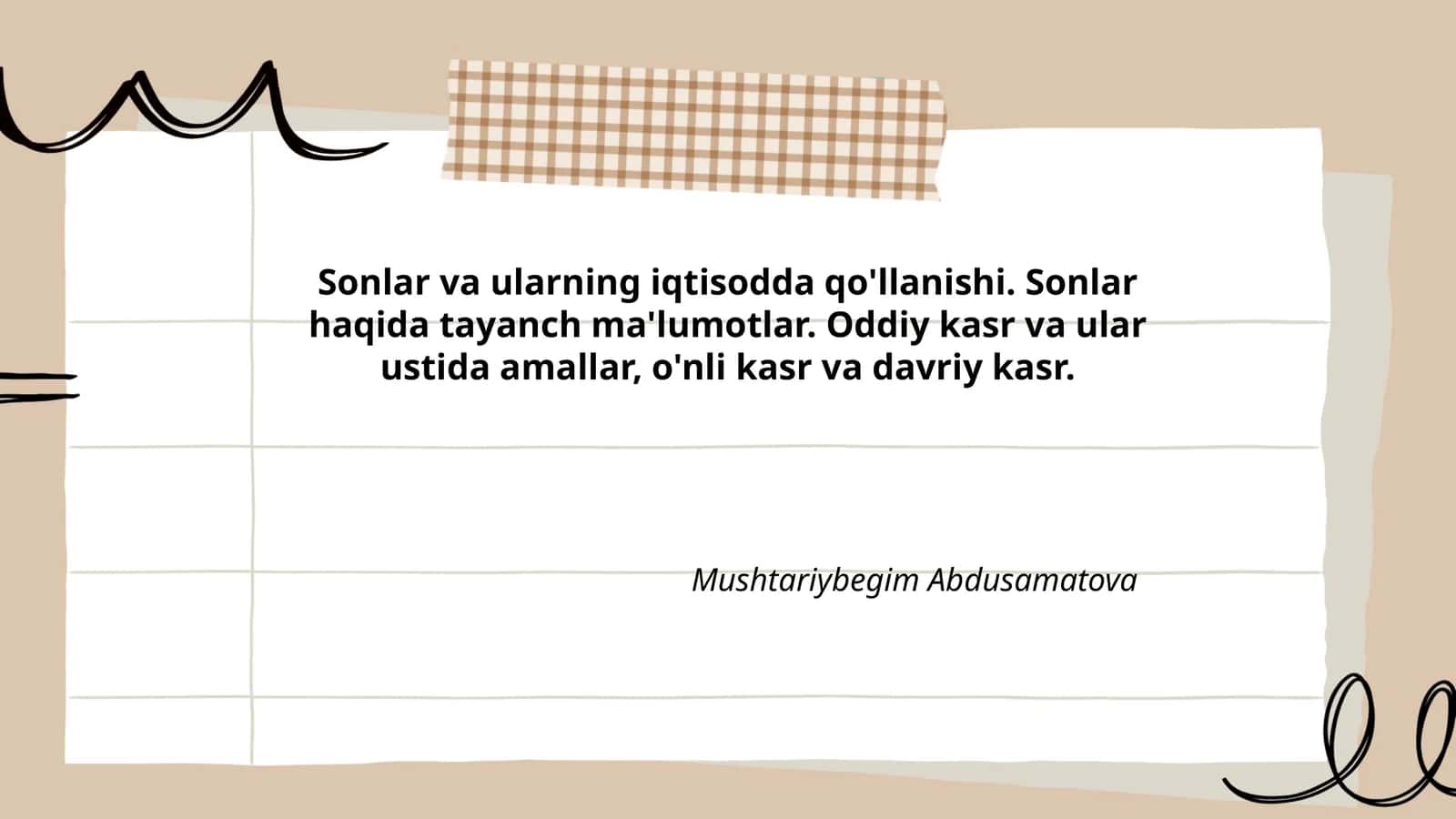 Sonlar va ularning iqtisodda qo'llanishi