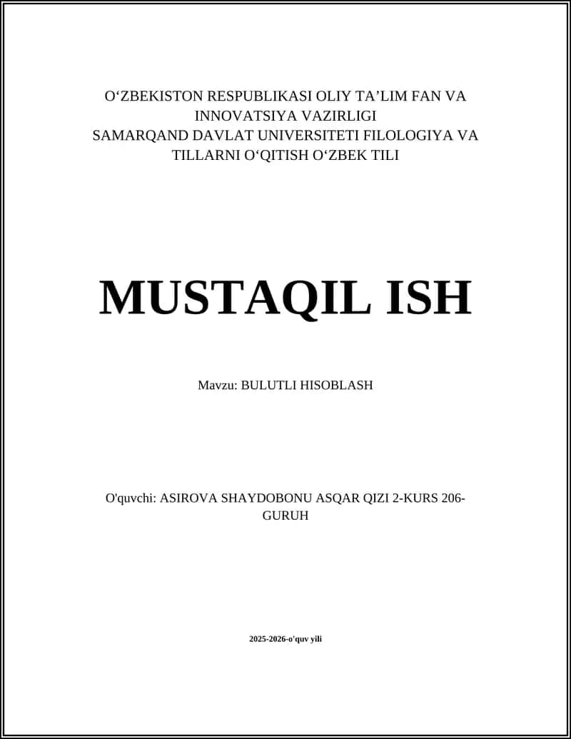 BULUTLI HISOBLASH