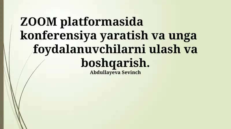 Zoom platformasida konferensiya yaratish va unga
