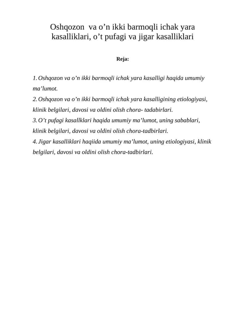 Ovqat hazm qilish kasalliklari