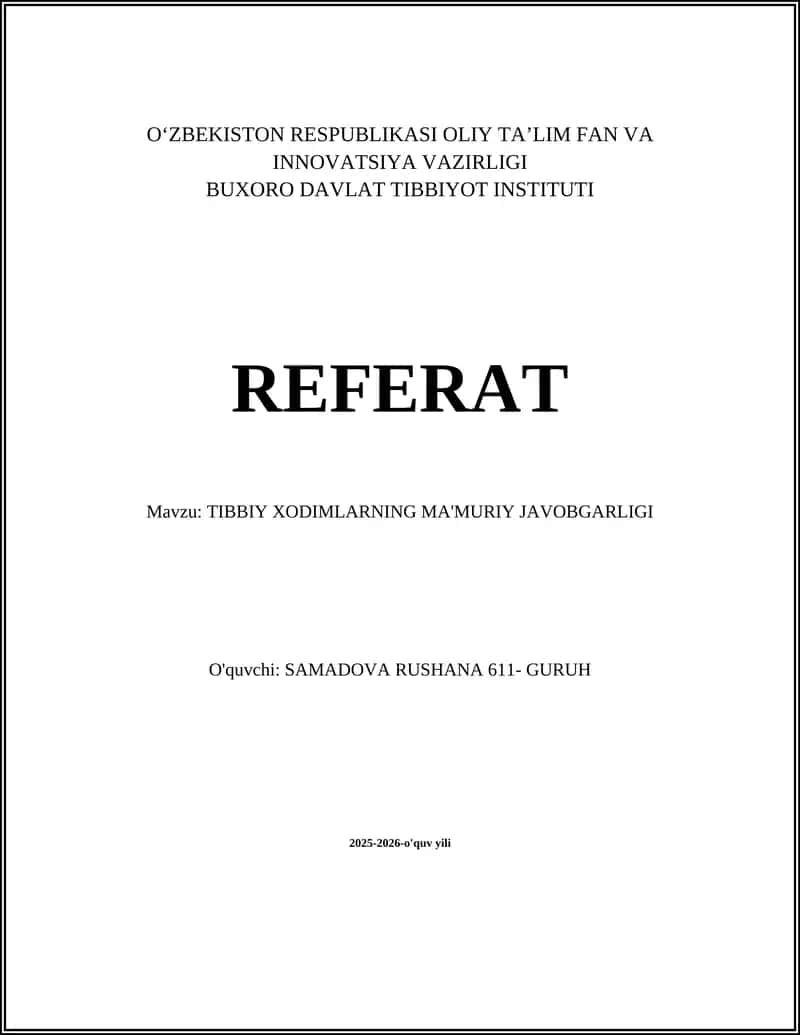 Tibbiy xodimlarning ma'muriy javobgarligi