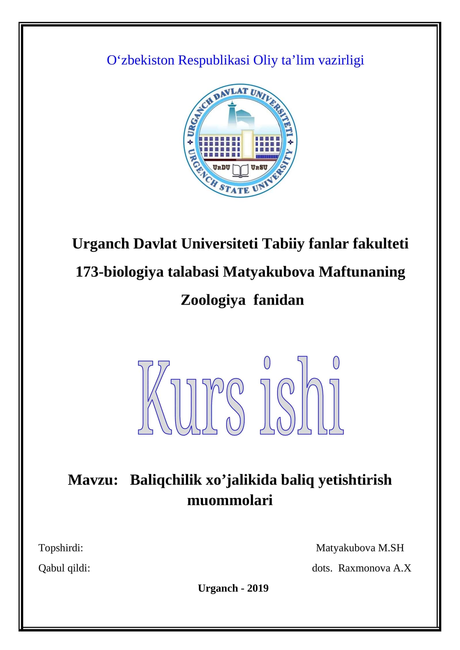 Baliqchilik xo’jalikida baliq yetishtirish muommolari