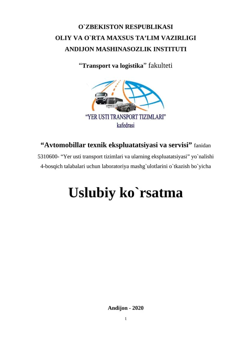 Mavzu: Avtomobillarga servis xizmat ko`rsatishni tashkil etish texnologiyasi