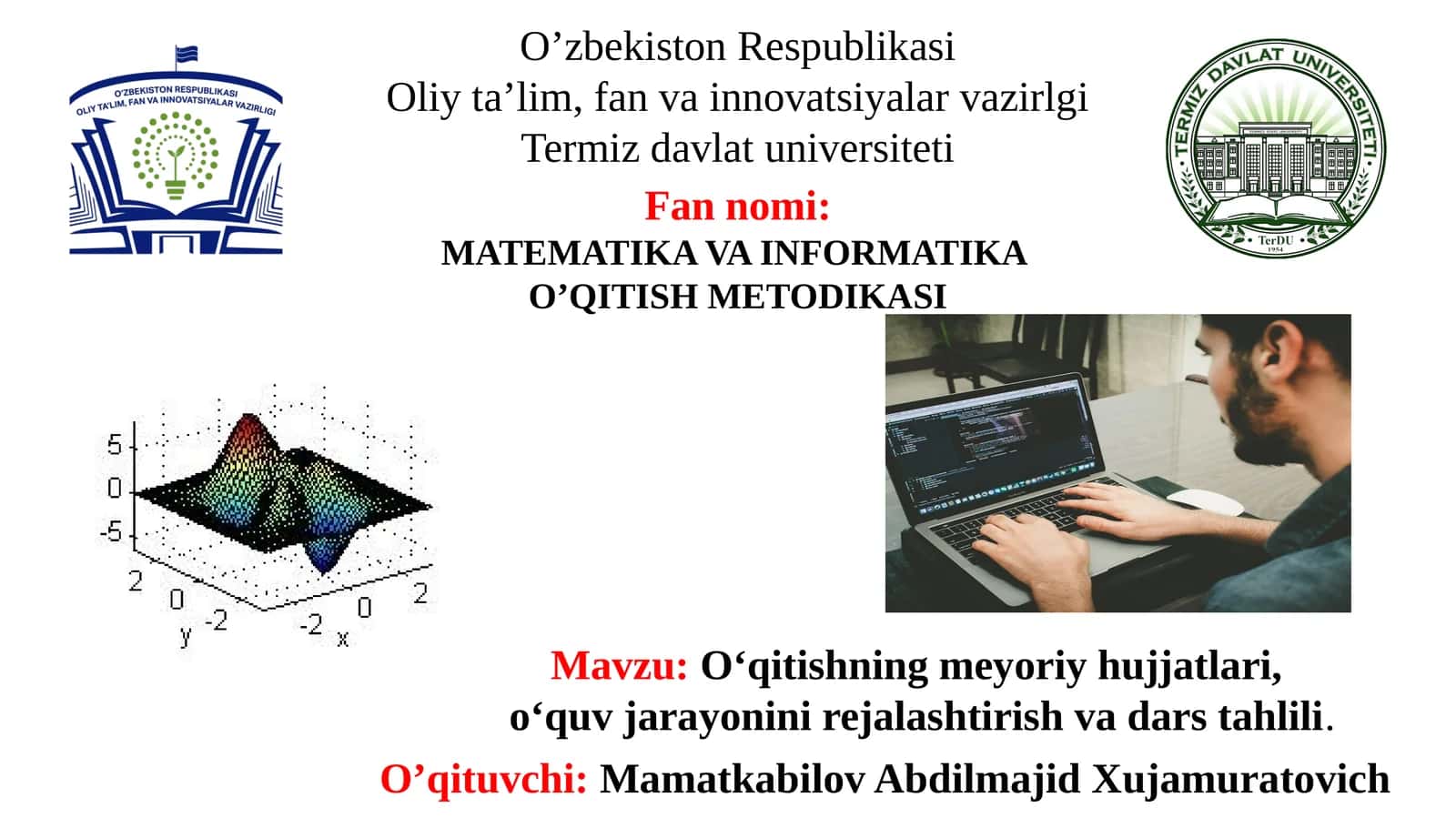 O‘qitishningmeyoriyhujjatlari,o‘quvjarayoninirejalashtirishvadarstahlili