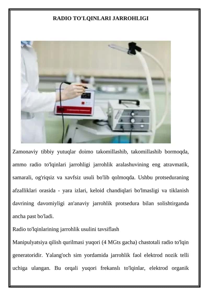 RADIO TO'LQINLARI JARROHLIGI