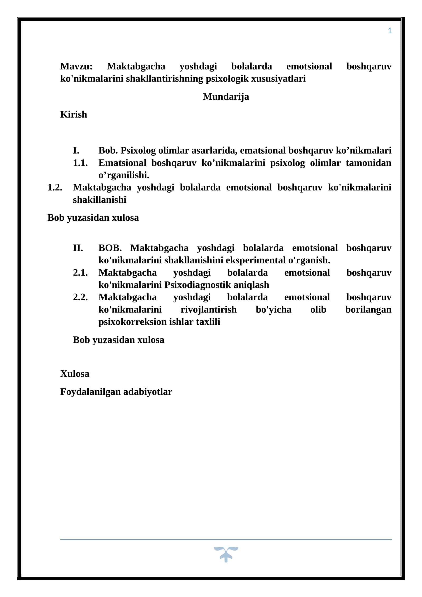 Maktabgacha yoshdagi bolalarda emotsional boshqaruv ko'nikmalarini shakllantirishning psixologik xususiyatlari
