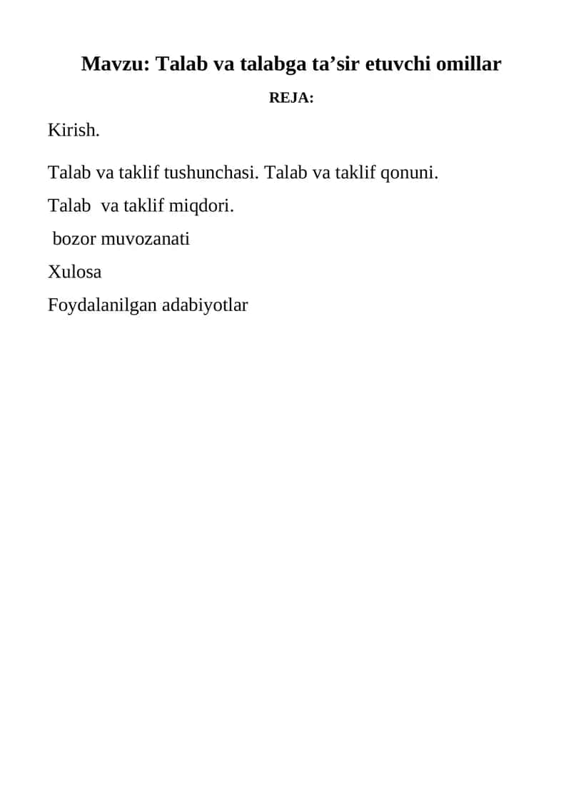 Talab va taklifni oshirish