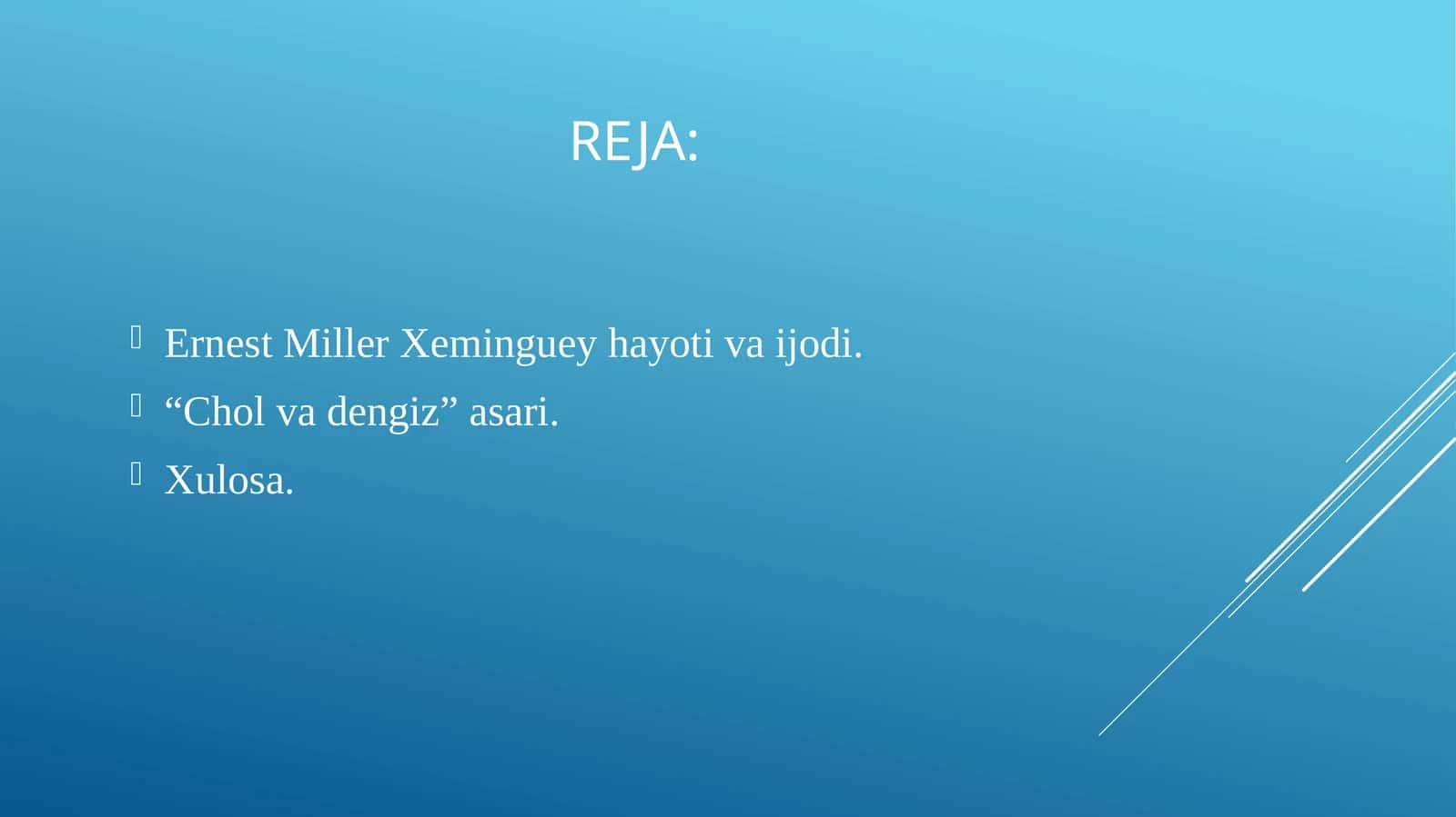 Ernest Miller Xeminguey chol va dengiz asari