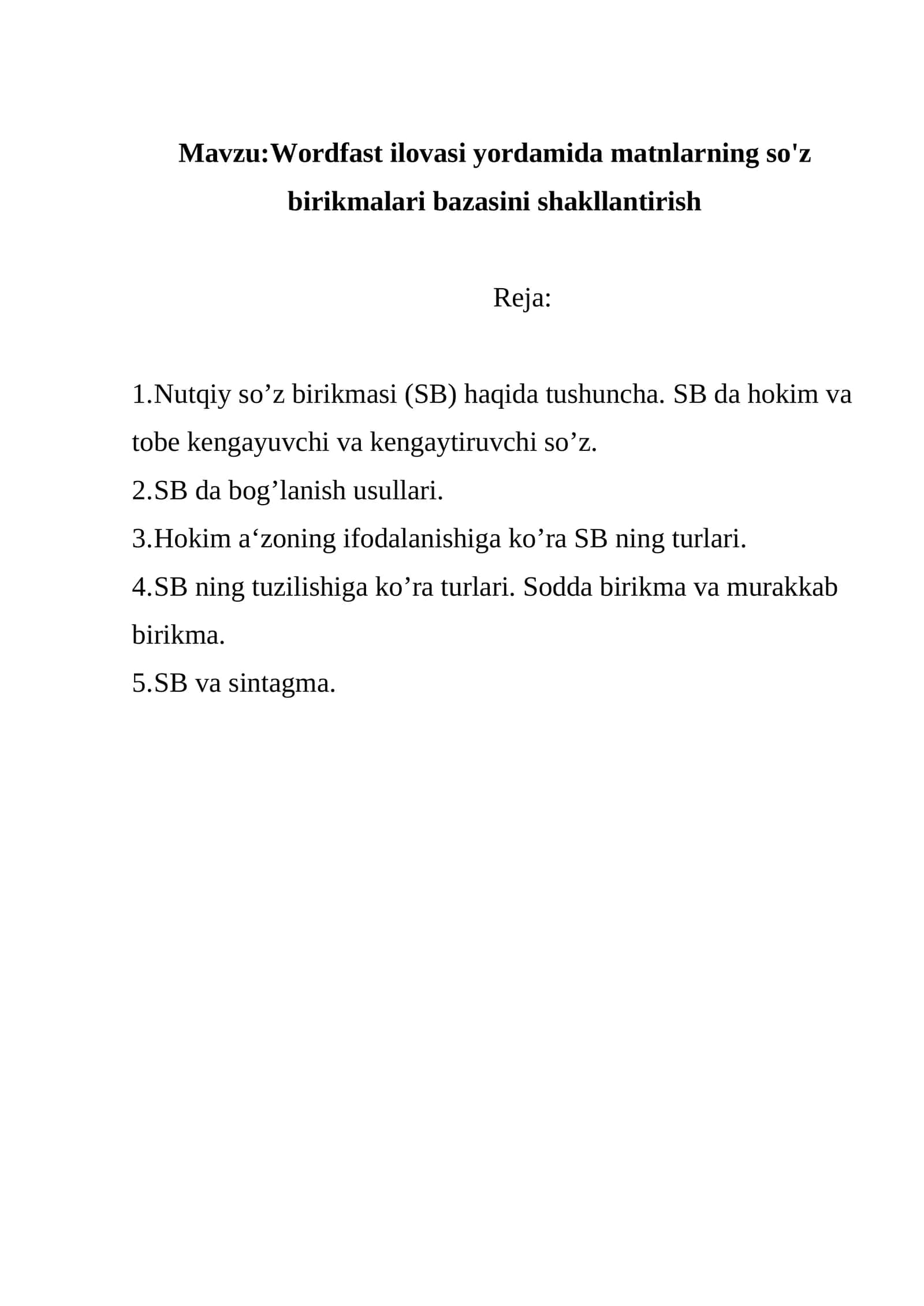 Nutqiy so’z birikmasi (SB) haqida tushuncha