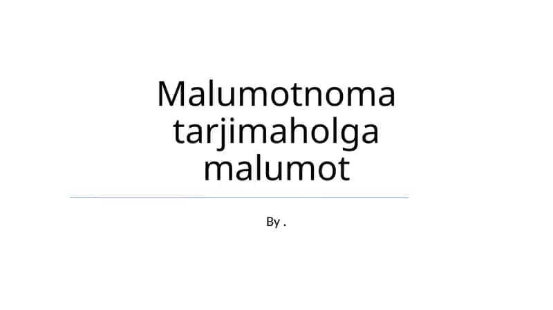 Malumotnoma tarjimaholga malumot