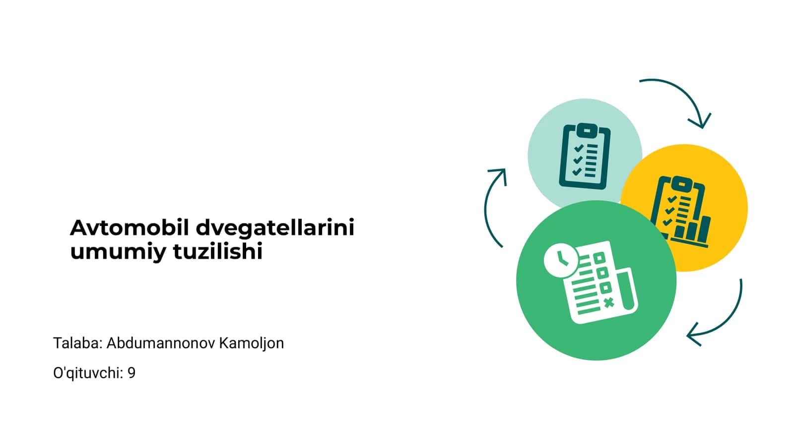 Avtomobil dvegatellarini umumiy tuzilishi