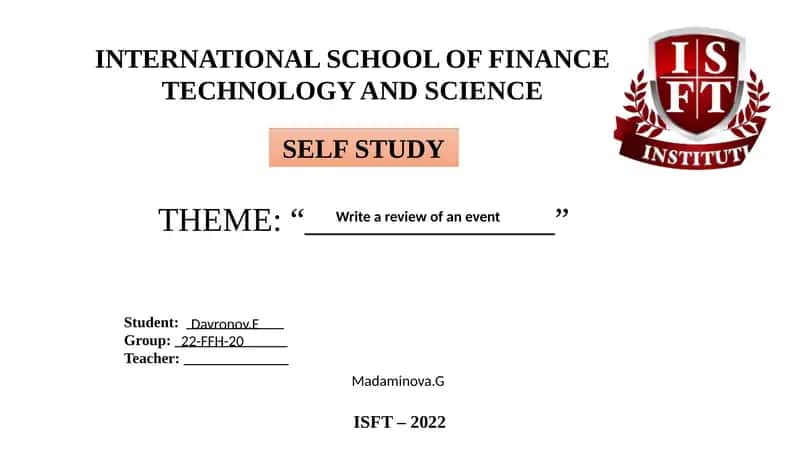 SELF STUDY
