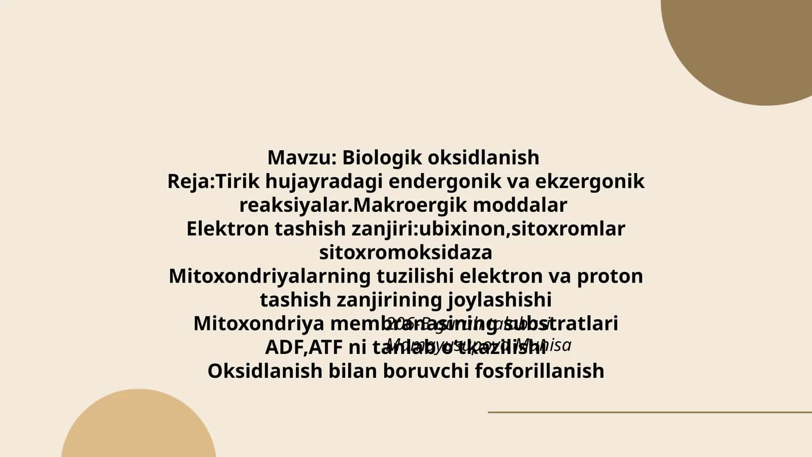 Biologik oksidlanish