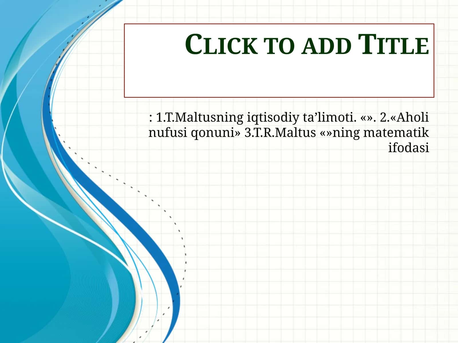 T.Maltusning iqtisodiy ta’limoti