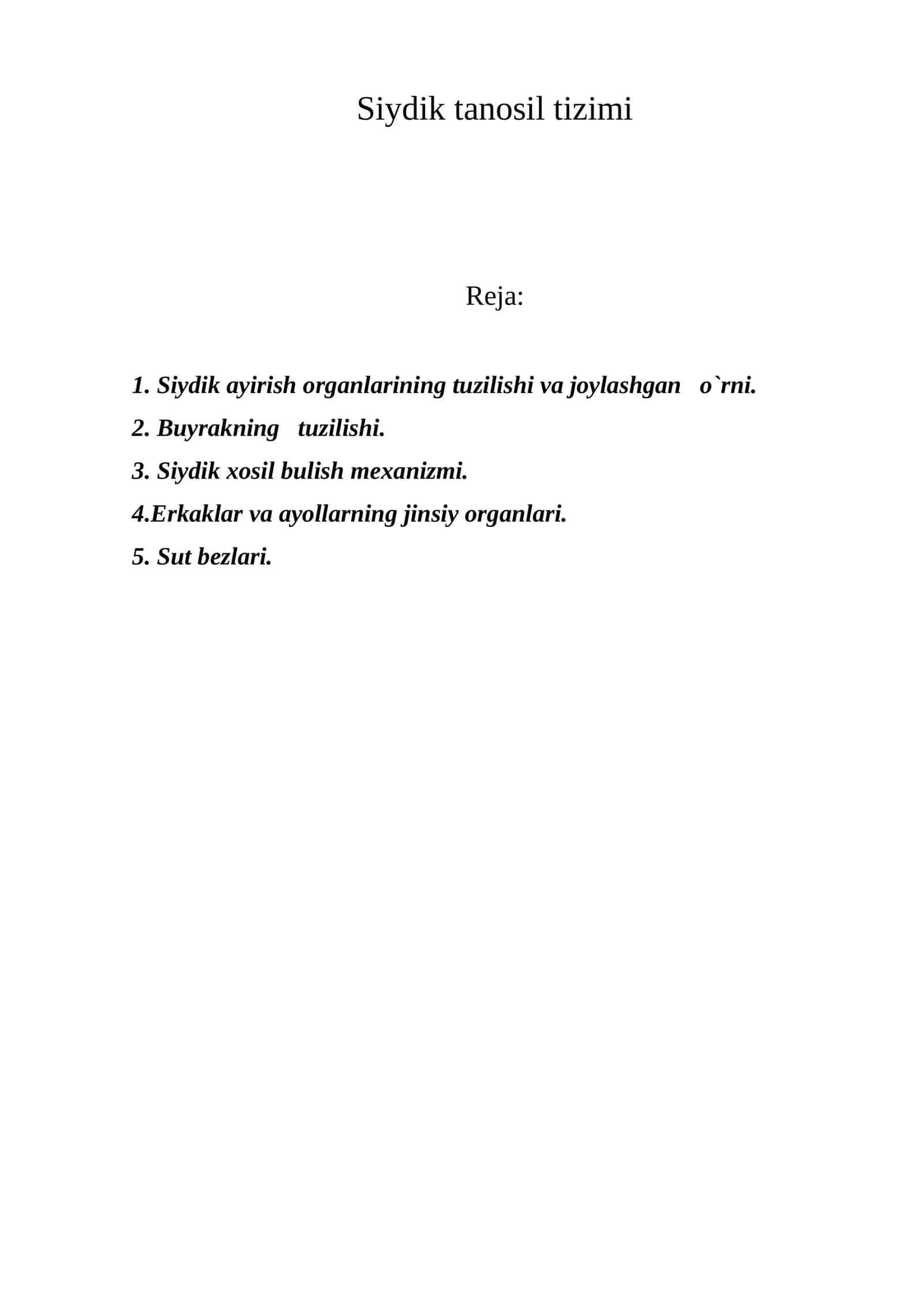 Siydik tanosil tizimi