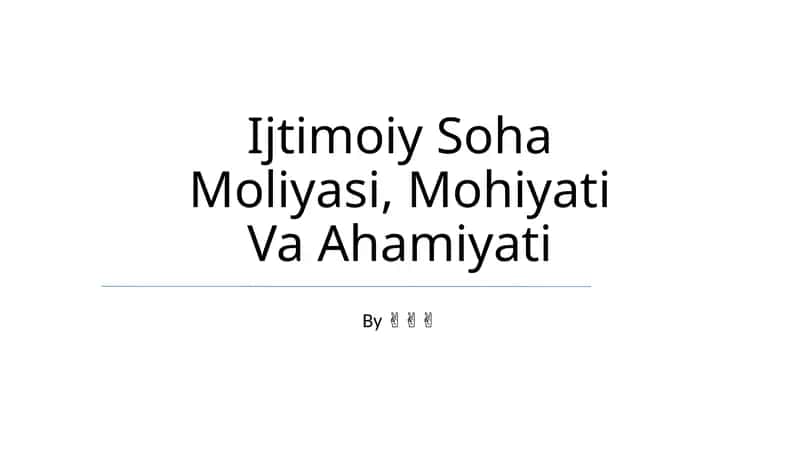 Ijtimoiy Soha Moliyasi, Mohiyati Va Ahamiyati