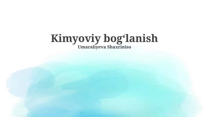 Kimyoviy bog'lanish